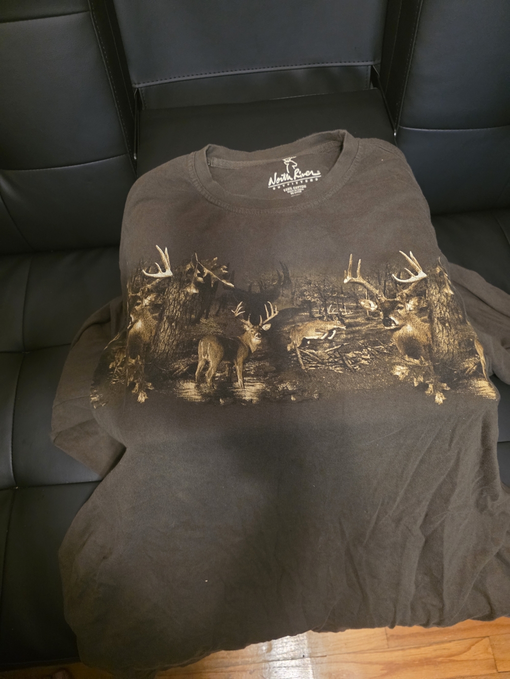 Brown Graphic Deer Scene Tee